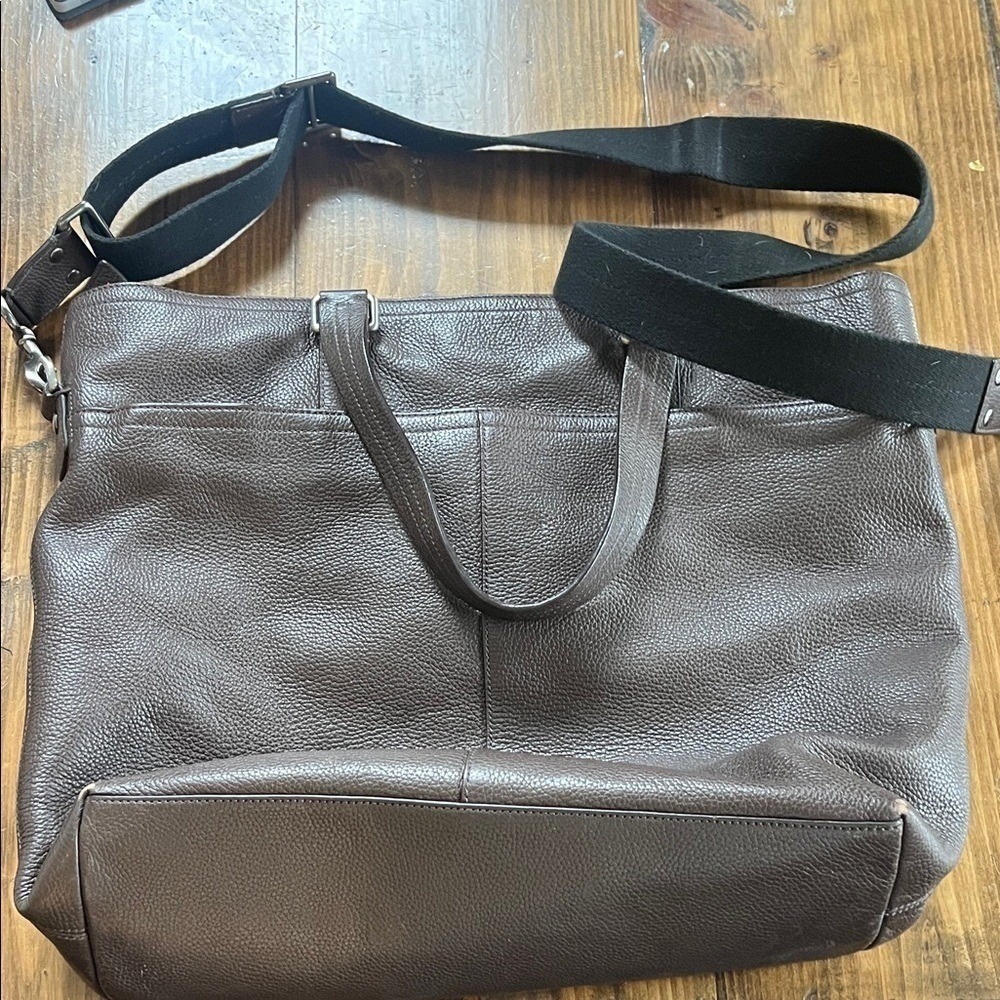 Coach Dark Brown Pebbled Leather Tote Bag With Shoulder Strap NS11069